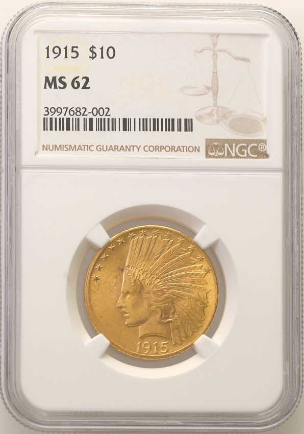 USA. 10 dolarów 1915 - Indianin, Philadelphia NGC MS62